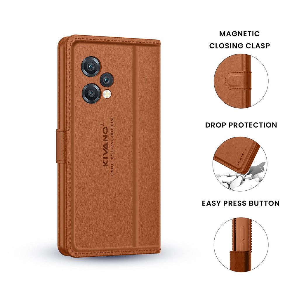 REALME 12 PLUS 5G Leather Flip Cover & Mobile Card Holder - Kivano Luxe - Aibex